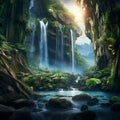 Supernatural Waterfall's Mesmerizing Cascade Royalty Free Stock Photo