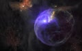 Supernova explosion. Deep space landscape, nebulae, star clusters. Science fiction