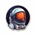 Supernova Sticker With Astronaut Helmet - White Background