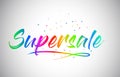 Supersale Creative Vetor Word Text with Handwritten Rainbow Vibrant Colors and Confetti