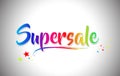 Supersale Handwritten Word Text with Rainbow Colors and Vibrant Swoosh