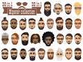 Superset of 30 hipsters bearded men with different hairstyles