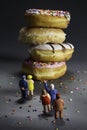 Supersize epidemic - people in line for donuts Royalty Free Stock Photo