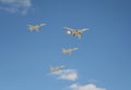 Supersonic strategic bombers of long-range aviation Tu-160 `White Swan`.Rehearsal of parade in honor of the 72th anniversary of th