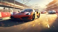 Supersports car race on a circuit created with Generative AI. Racing cars on a highway.