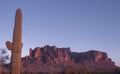 Superstition Mountain glows red, Phoenix, Az