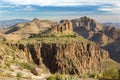 Superstition mountains landscape from Flatiron Peak east of Apache Junction near Phoenix Arizona