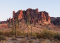 The Superstition Mountains and scenic desert landscape in Arizona Royalty Free Stock Photo