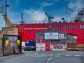 The superstructure and bridge of the polar research ship RSS Sir David Attenborough, under construction at Cammell Laird Royalty Free Stock Photo