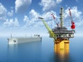 Supertanker and Oil Platform Royalty Free Stock Photo