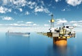 Supertanker and Oil Platform Royalty Free Stock Photo