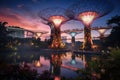 Supertree Grove at Gardens by the Bay in Singapore. Gardens by the Bay is a park spanning 101 hectares of reclaimed land in