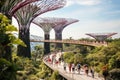 Supertree Grove at Gardens by the Bay in Singapore. Gardens by the Bay is a park spanning 101 hectares of reclaimed land in