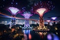 Supertree Grove at Gardens by the Bay in Singapore, Supertrees at Gardens by the Bay, AI Generated