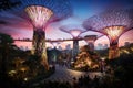 Supertree Grove at Gardens by the Bay in Singapore, Supertrees at Gardens by the Bay, AI Generated