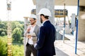 Supervising the process of house construction Royalty Free Stock Photo