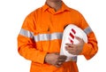 Supervisor with construction hard hat and high visibility shirt