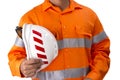 Supervisor with construction hard hat and high visibility shirt