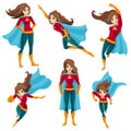 Superwoman Actions Icon Set Royalty Free Stock Photo