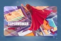 Superwoman cartoon landing page, super hero girl Royalty Free Stock Photo