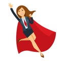 Superwoman in office skirt suit and red cloak