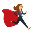 Superwoman or super woman office manager in superhero costume running vector cartoon character icon Royalty Free Stock Photo