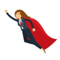 Superwoman or super woman office manager flying with hand up vector cartoon character icon Royalty Free Stock Photo