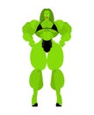 Superwoman Superhero Strong green woman. Bodybuilding Female. Beautiful sporty body Woman. Athletic Muscular Model. Fitness Royalty Free Stock Photo