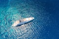 Superyacht aerial view on open sea