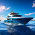 superyacht cutting through azure waters