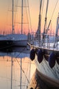 Superyacht at sunset