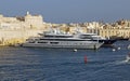 Superyachts moored in Valetta Harbour on the Island of Malta