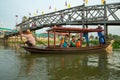 Traditional Thai Gondola boat with tourist in the river Royalty Free Stock Photo