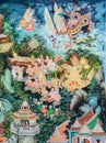 Buddhist temple mural painting art in Thailand Royalty Free Stock Photo