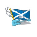 Supper cool flag scotland Scroll cartoon performance with guitar