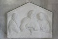 Supper at Emmaus, a relief on the main altar in the Good Shepherd Church in Brestje, Croatia Royalty Free Stock Photo