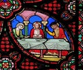 Supper at Emmaus, stained glass window from Saint Germain l`Auxerrois church in Paris