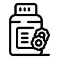 Supplement bottle icon with gears representing performance enhancement