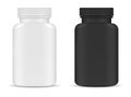 Supplement bottle. White plastic vitamin pill jar Royalty Free Stock Photo