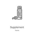 supplement icon vector from tennis collection. Thin line supplement outline icon vector illustration. Linear symbol for use on web Royalty Free Stock Photo