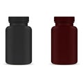 Supplement Pill Bottle. Aspirin Capsule Black Jar Royalty Free Stock Photo