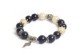 Supplement a richness and good fortune by blue sand stone Silver sand stone and golden rutillated quartz bracelet amulet