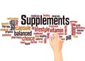 Supplements word cloud and hand writing concept Royalty Free Stock Photo