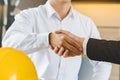 Supplier and client shaking hands after deal done Royalty Free Stock Photo