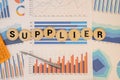Suppliers - blue binder in the office Royalty Free Stock Photo