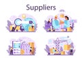 Suppliers concept set. B2B idea, global logistic distribution