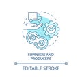 Suppliers and producers turquoise concept icon