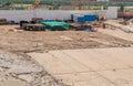 Supplies at harbor construction site