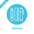 supplies icon vector from charity elements collection. Thin line supplies outline icon vector illustration. Linear symbol for use