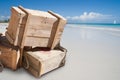 Supplies on tropical beach Royalty Free Stock Photo